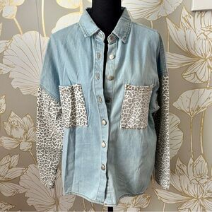 Denim and Leopard Shirt/Jacket